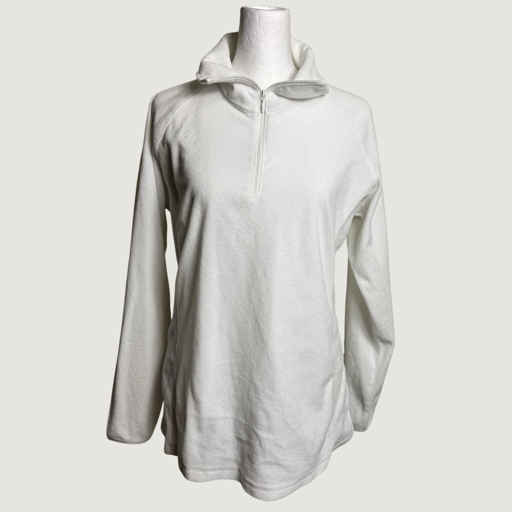 Columbia White Arctic Air Fleece Quarter Zip Pullover Sweater Top Women's L